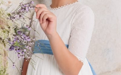 Vestido Comunión Bordado en Plumeti