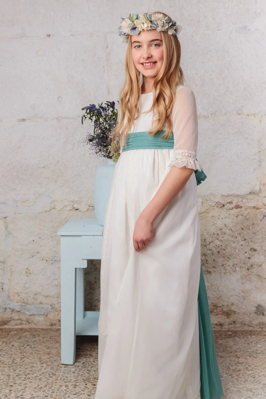 VESTIDO DE TUL RUSTICO MARFIL Vestidos comunion coleccion 2024