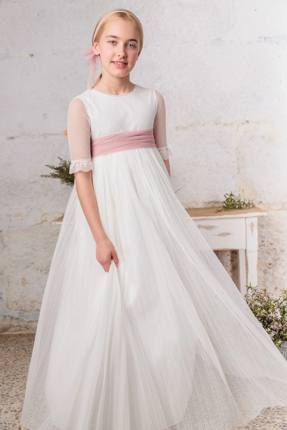 VESTIDO DE COMUNIÓN FALDA PLISADA EN TUL 2024 CÓRDOBA