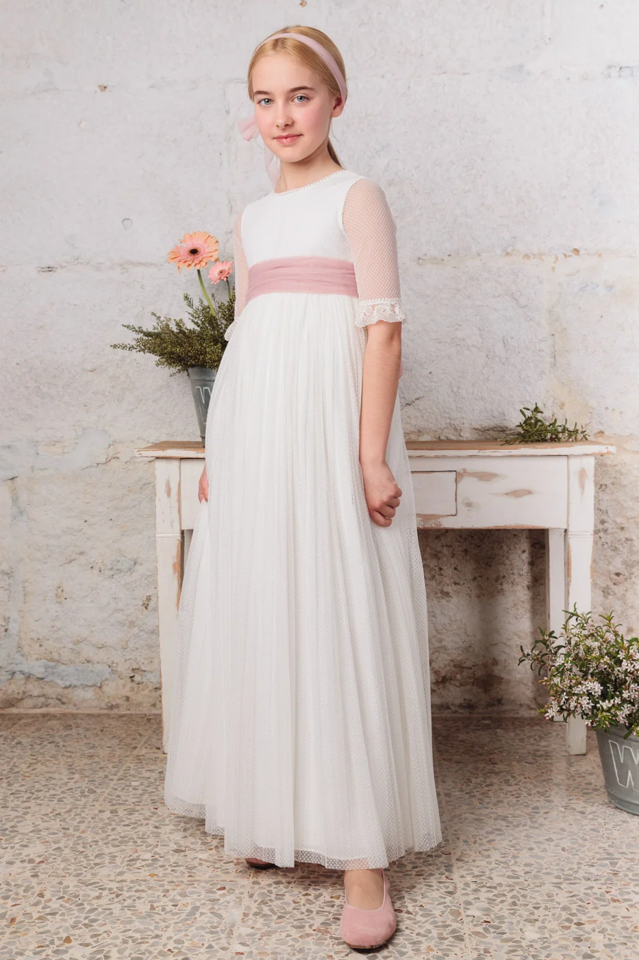 VESTIDO DE COMUNIÓN FALDA PLISADA EN TUL 2024 CÓRDOBA