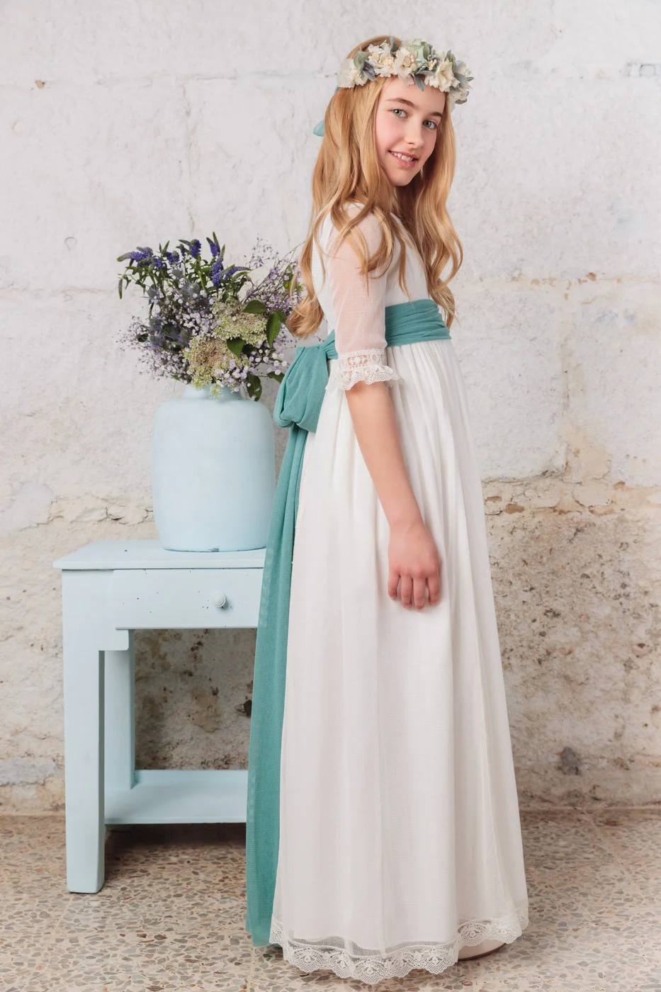 VESTIDO DE TUL RUSTICO MARFIL Vestidos comunion coleccion 2024