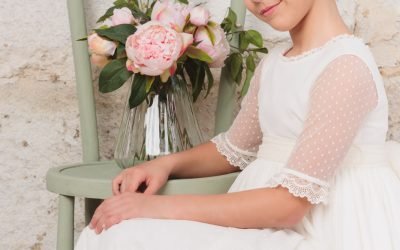 Vestido de Comunión de Tul Plumeti