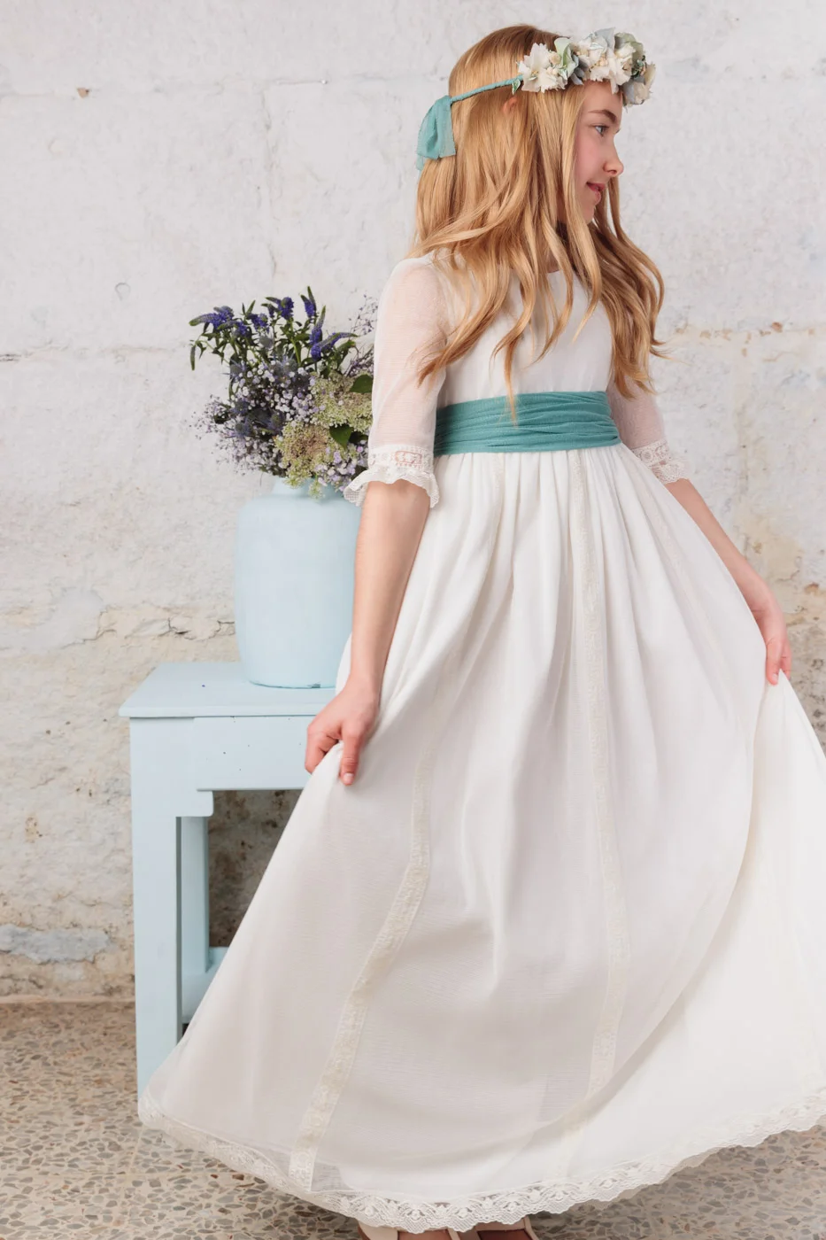VESTIDO DE TUL RUSTICO MARFIL Vestidos comunion coleccion 2024